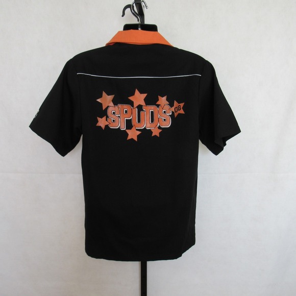 Retro Bowling Shirt Cruisin USA SM Button Down Orange & Black Rockabilly - Picture 4 of 7